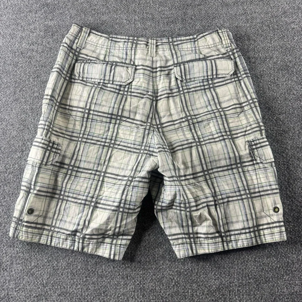 Tommy Bahama Relax Cargo Shorts Mens 32 Beige Plaid Lined 11 Inseam Pockets
